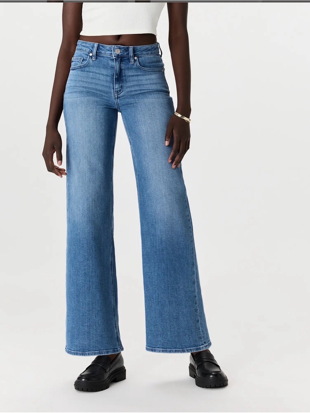 Quince Medium Blue High-Rise Wide Leg Jeans